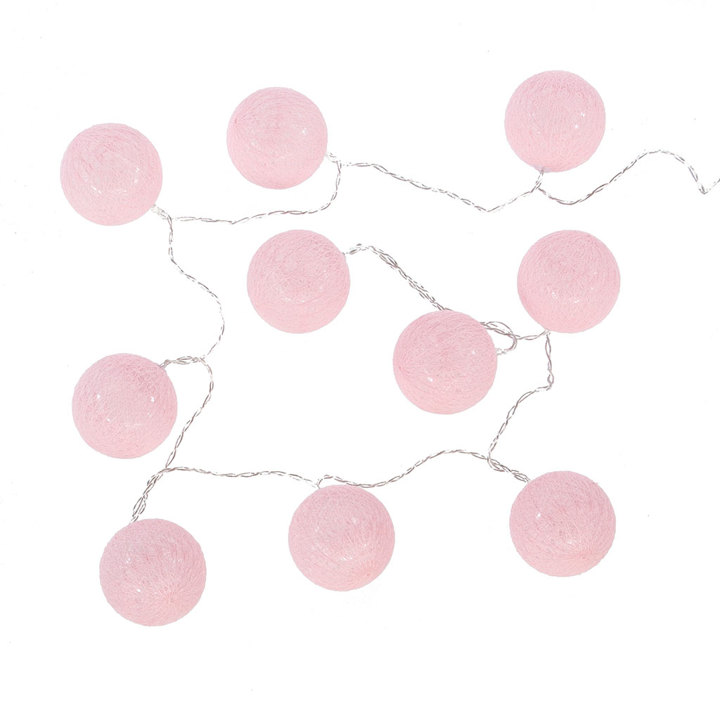 Guirlande lumineuse LED à piles 10 boules roses D 6cm