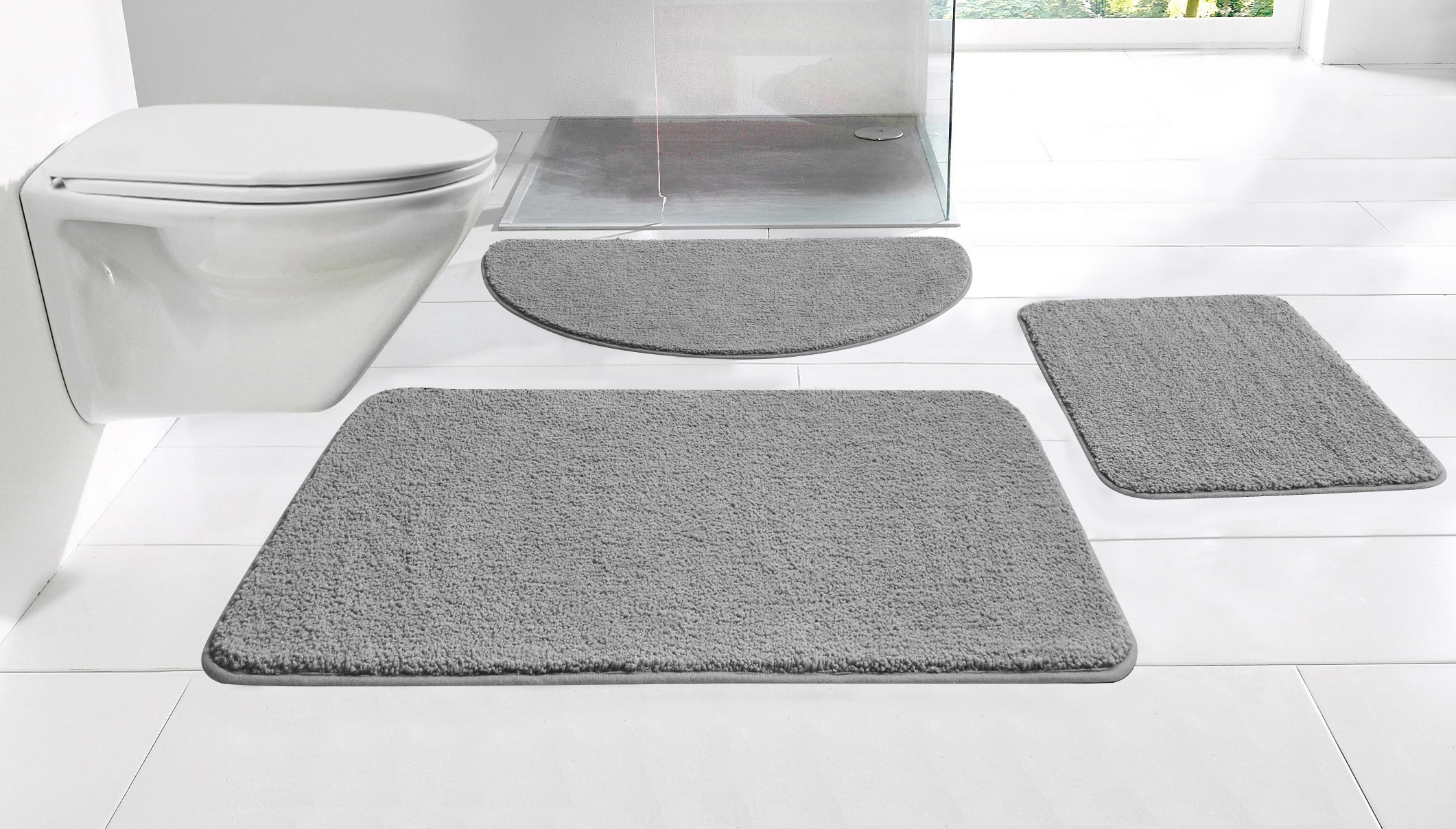 my home Badematte »Regona, Badteppich, Badvorleger, Badezimmer Teppich« Höhe 15 mm rutschhemmend beschichtet fussbodenheizungsgeeignet | schnell trocknend | strapazierfähig Uni Farben, besonders weich, als rechteckig und halbrund erhältlich