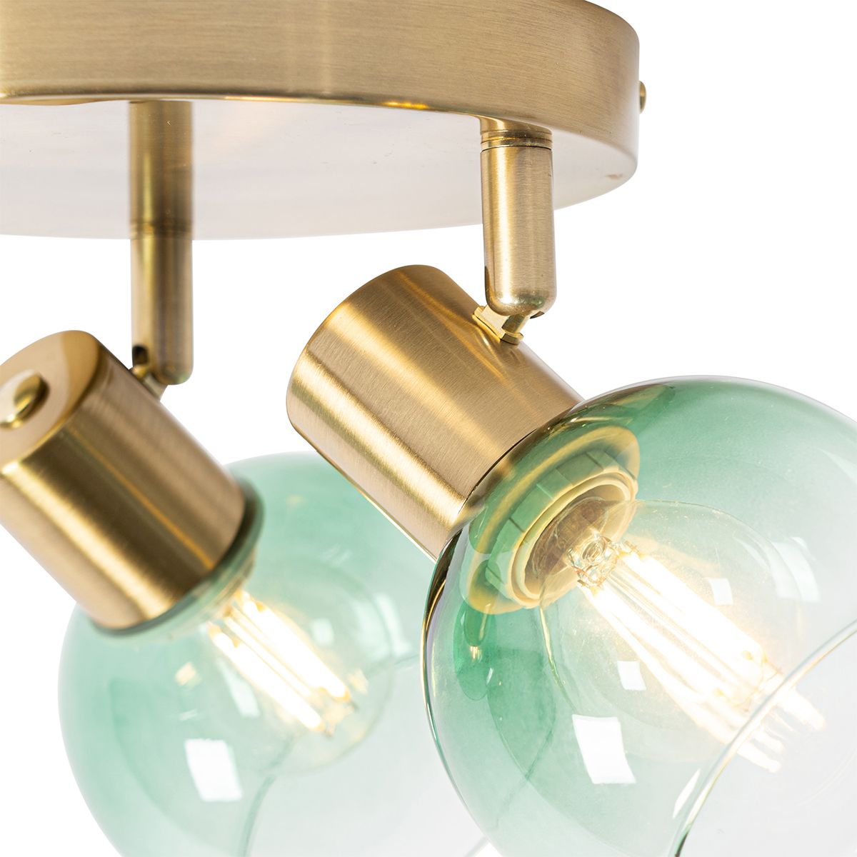 Art Deco plafondspot goud met groen glas 3-lichts - Vidro