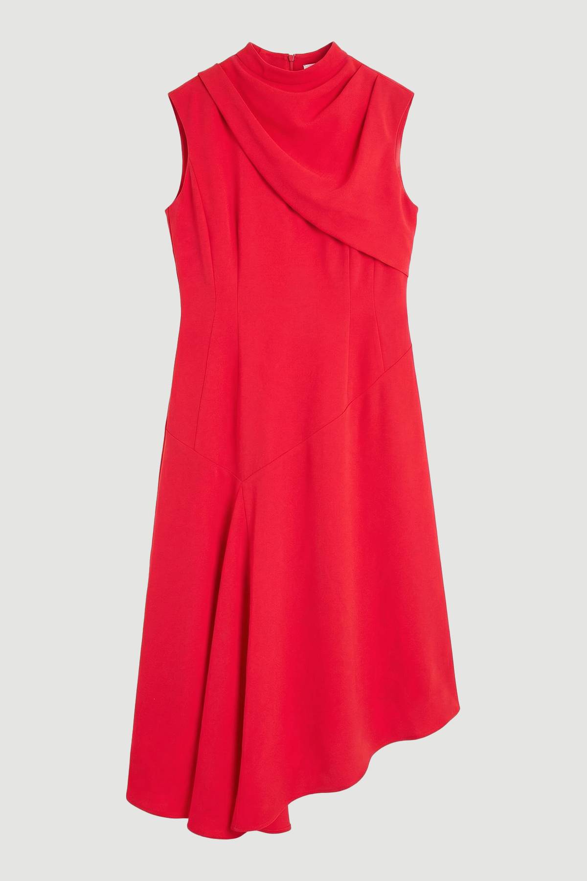 KarenMillen Robe Mi-longue Grande Taille En Crêpe Structuré Avec Cape Asymétrique Et Détail Col Drapé