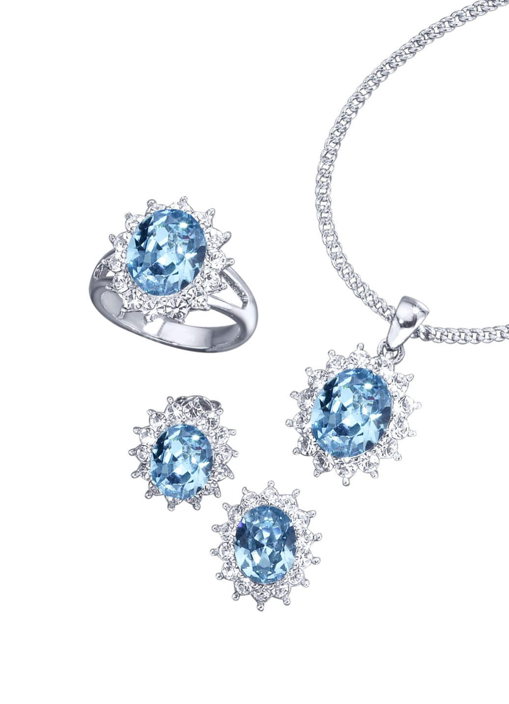 Schmuck-Set, 4-teilig mit Weißgoldauflage