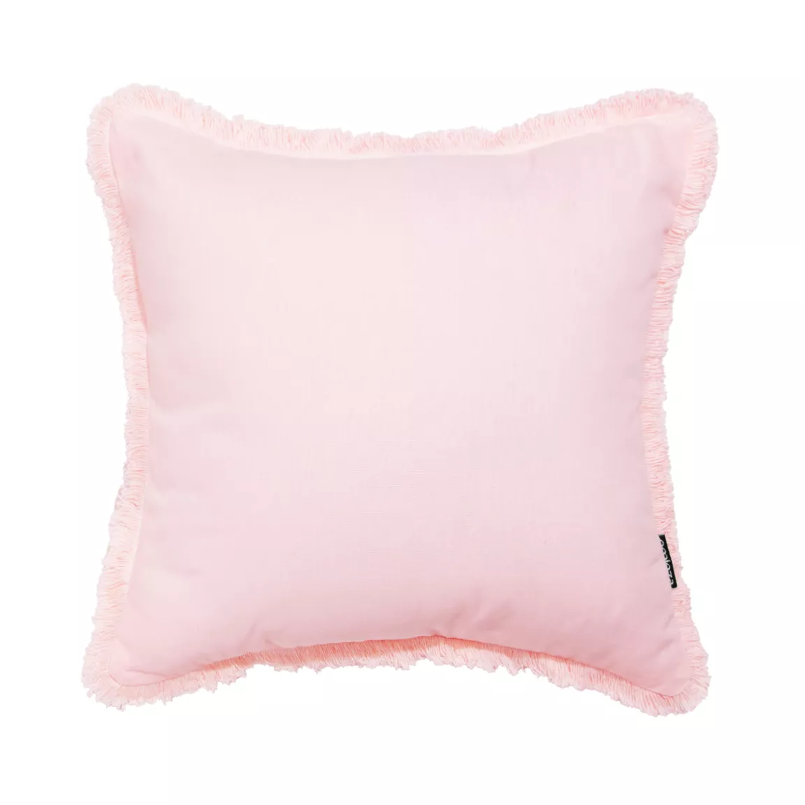 Coussin carré coton (45 x 45 cm) Pixel franges Rose poudré