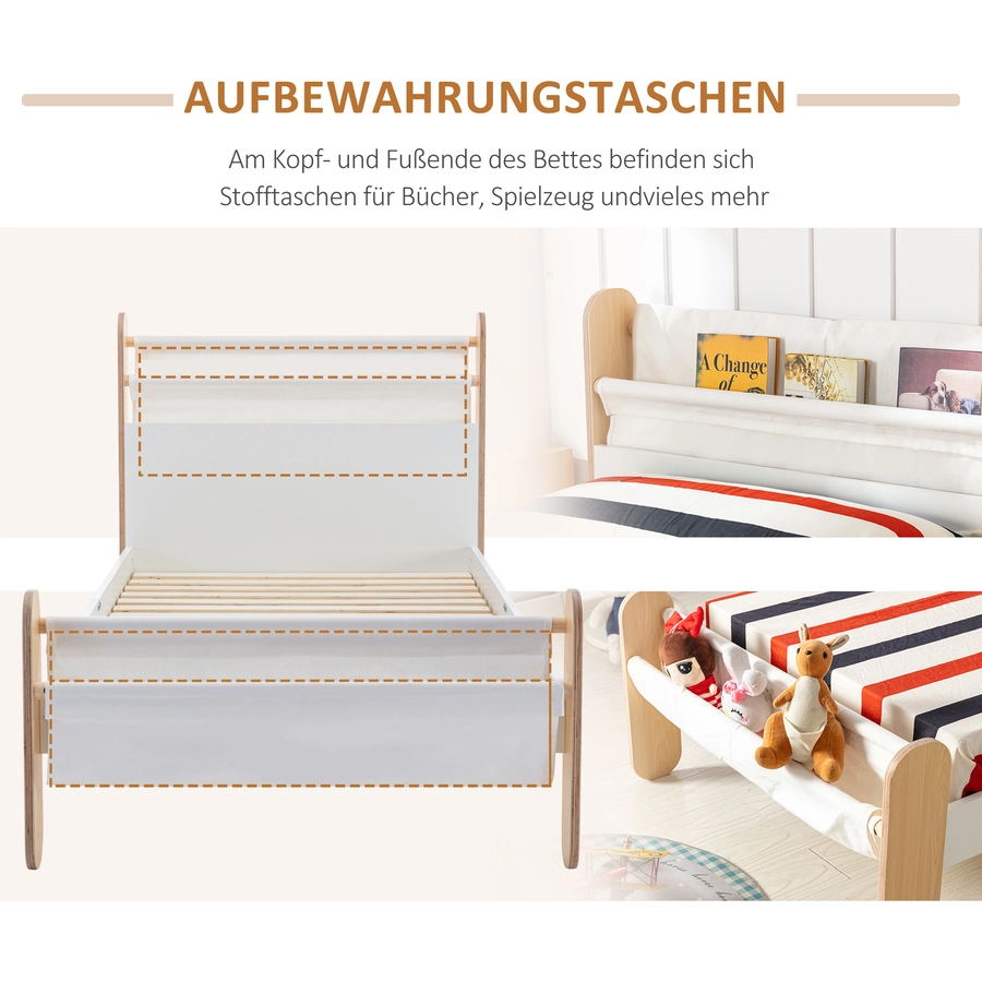 HOMCOM Kinderbett mit Kinderfreundlichem Design bunt