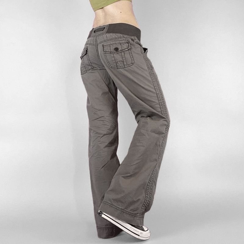 Puffie - Lage taille, rechte jeans met trekkoord en wijde pijpen