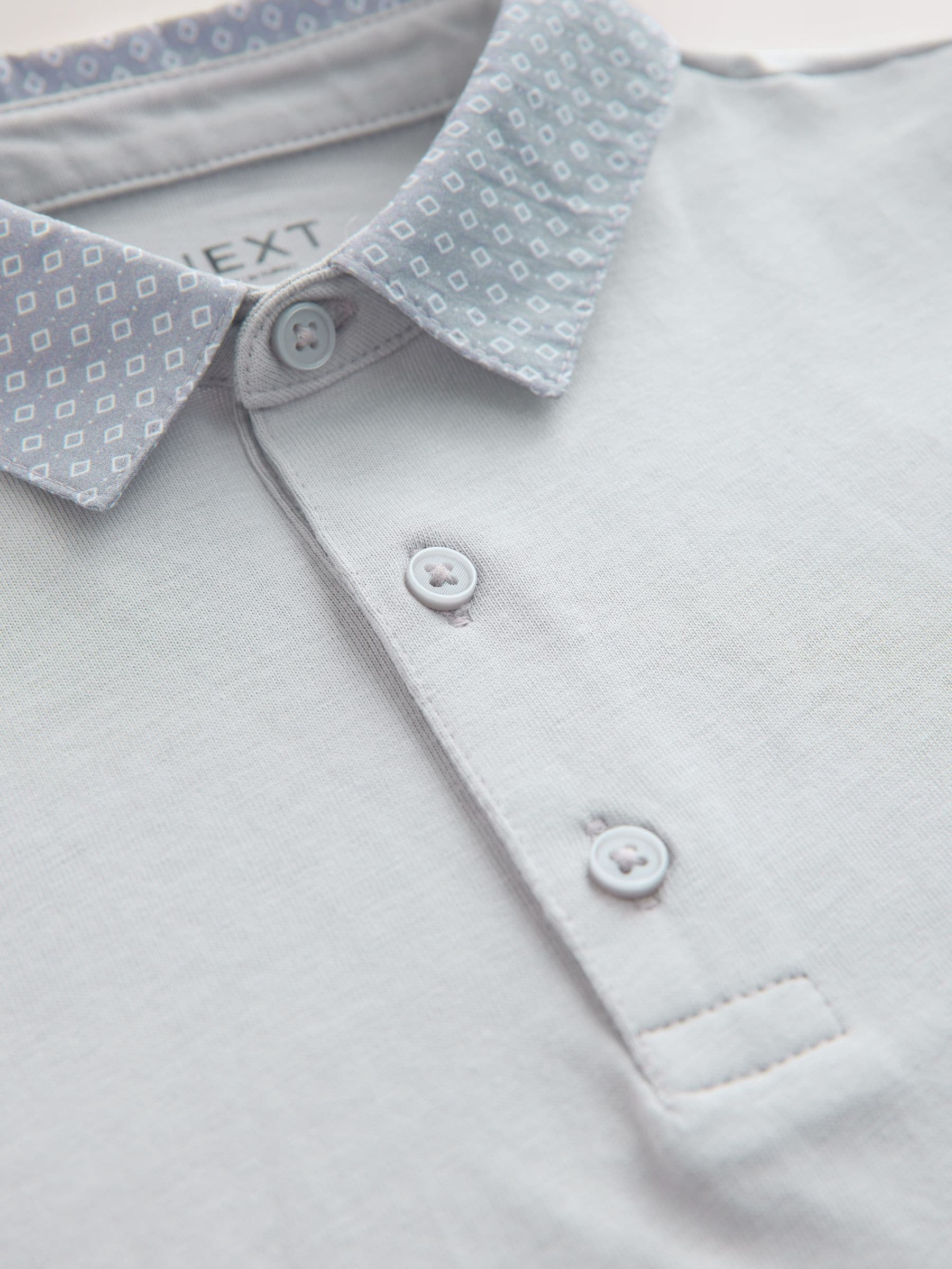 Grijs - Pattern Collar Short Sleeve Polo Shirt (3-16yrs)