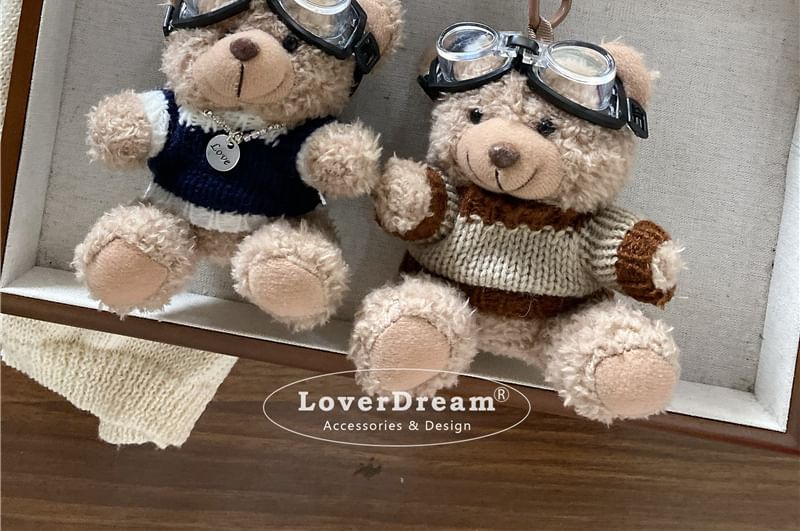 BeDaisy - Pilot Bear Chenille Tashanger Sleutelhanger