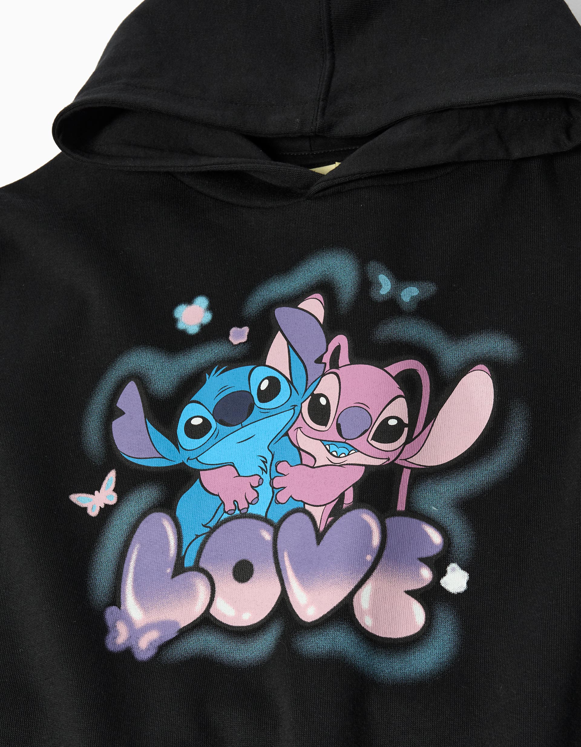 Sweatshirt de Felpa Capuz 'Stitch' ©Disney, Menina, Preto