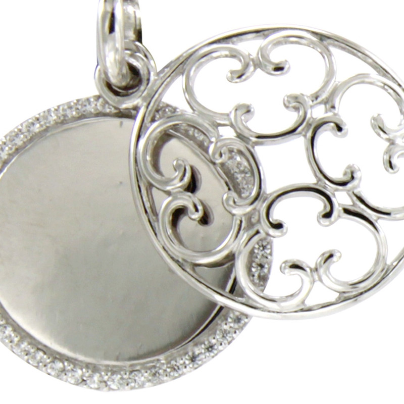 Pendentif Cercle en Argent 925 orné de Cristaux Swarovski Blanc