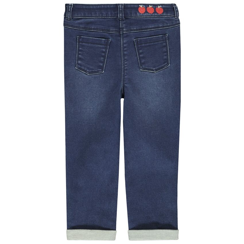 Jeans avec broderie pomme pour bébé fille - Bleu moyen