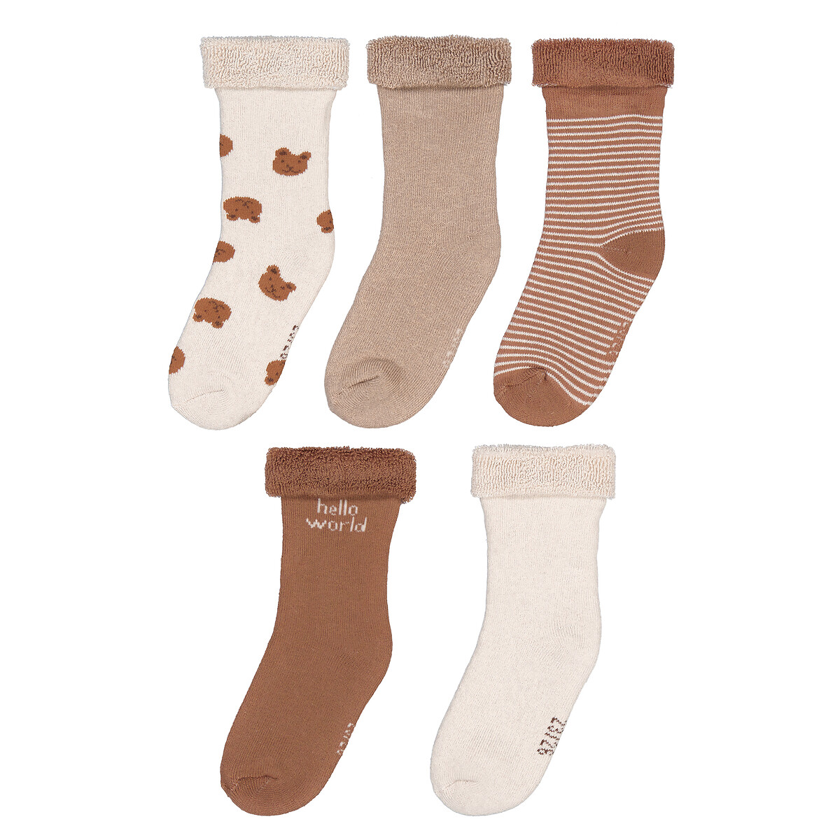 COLEÇÃO LA REDOUTE<br>Conjunto de 5 pares de meias de malha bouclé