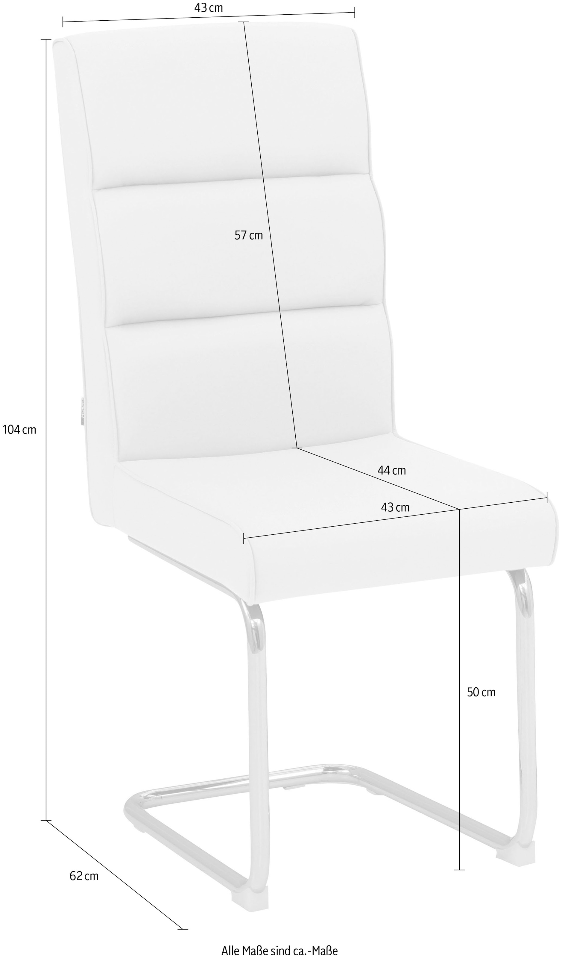 INOSIGN Freischwinger »Lano« () im 2er Set, Sitz gepolstert, Gestell aus Metall, Sitzhöhe 50 cm