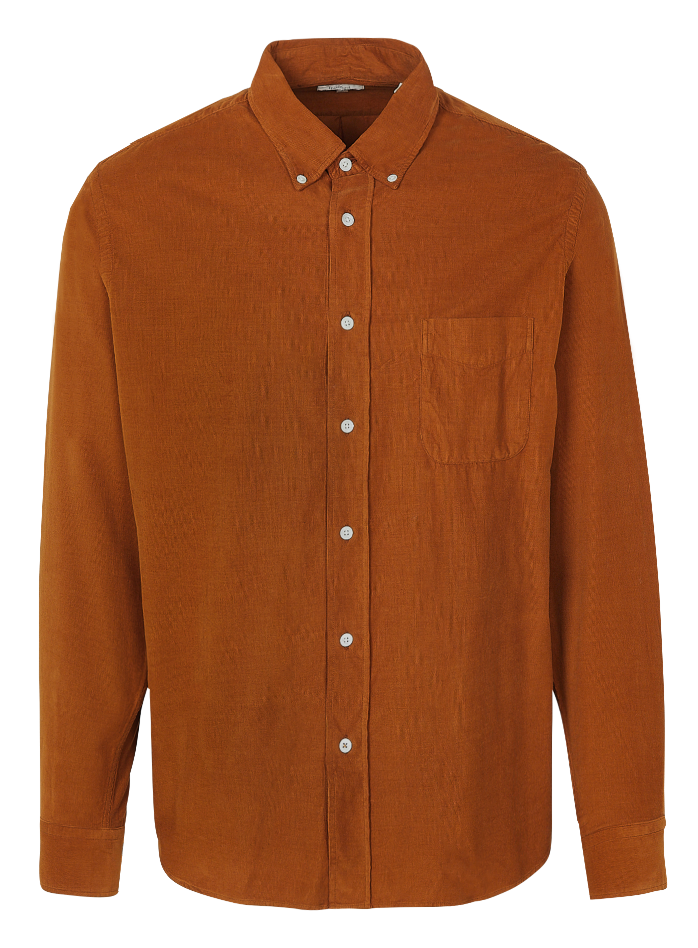 PITT PAT - Chemise col américain regular-fit en velours de coton côtelé| Marron