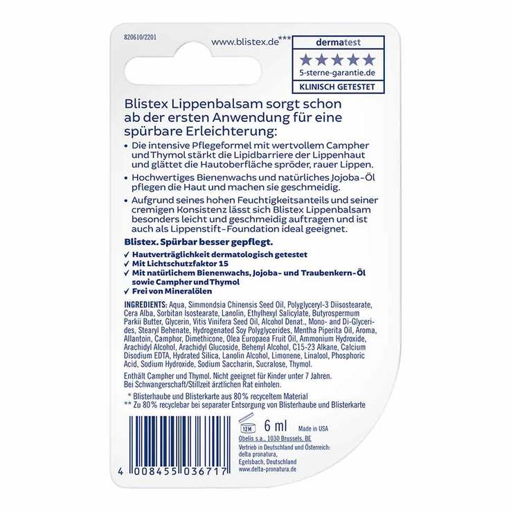 Blistex Lippenbalsam LSF 15 Tube, 6 ml