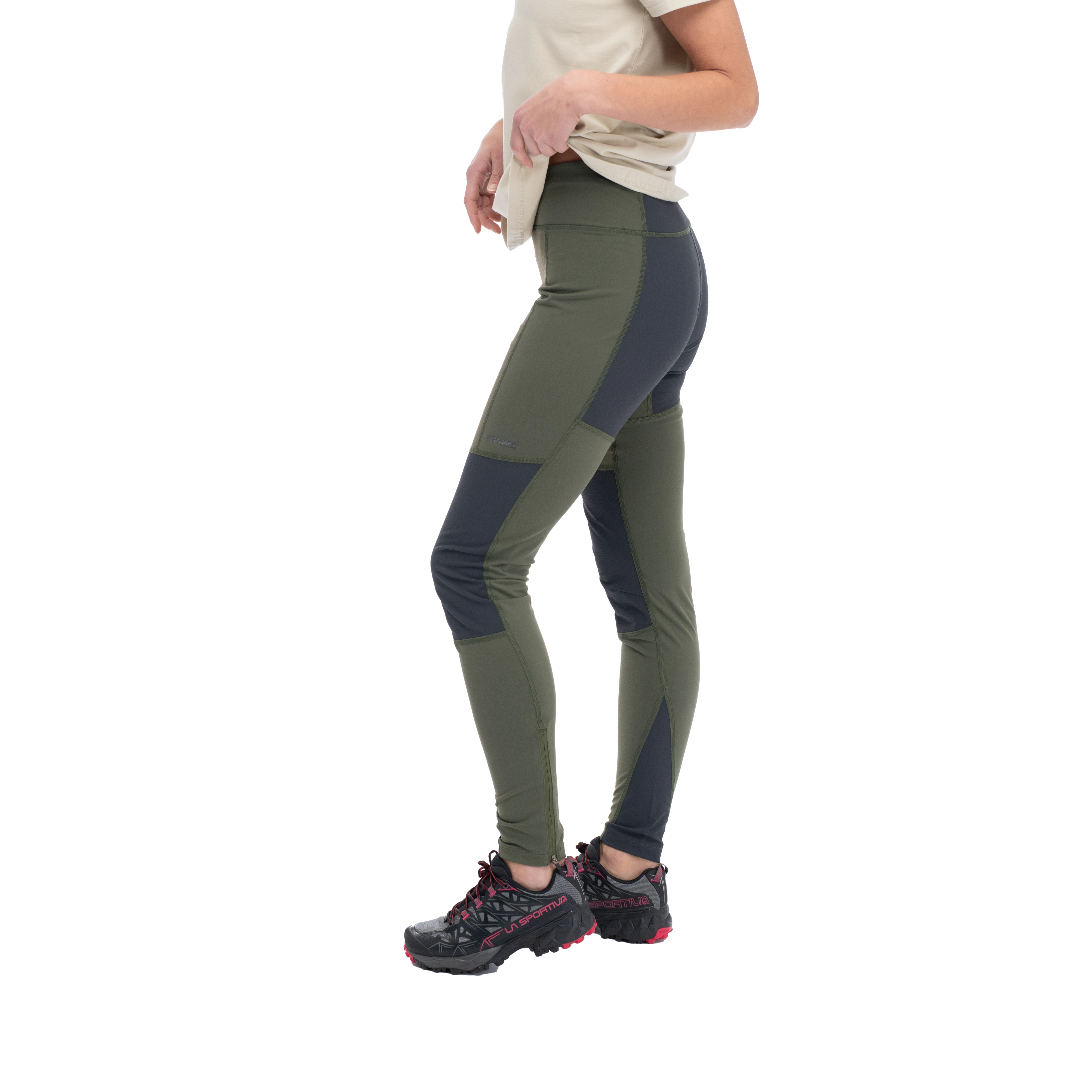 Fløyen Outdoor Tights Women Dark Green Mud / Dark Shadow Grey