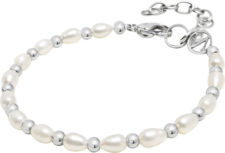 Nialaya Men's Baroque Pearl Bracelet White