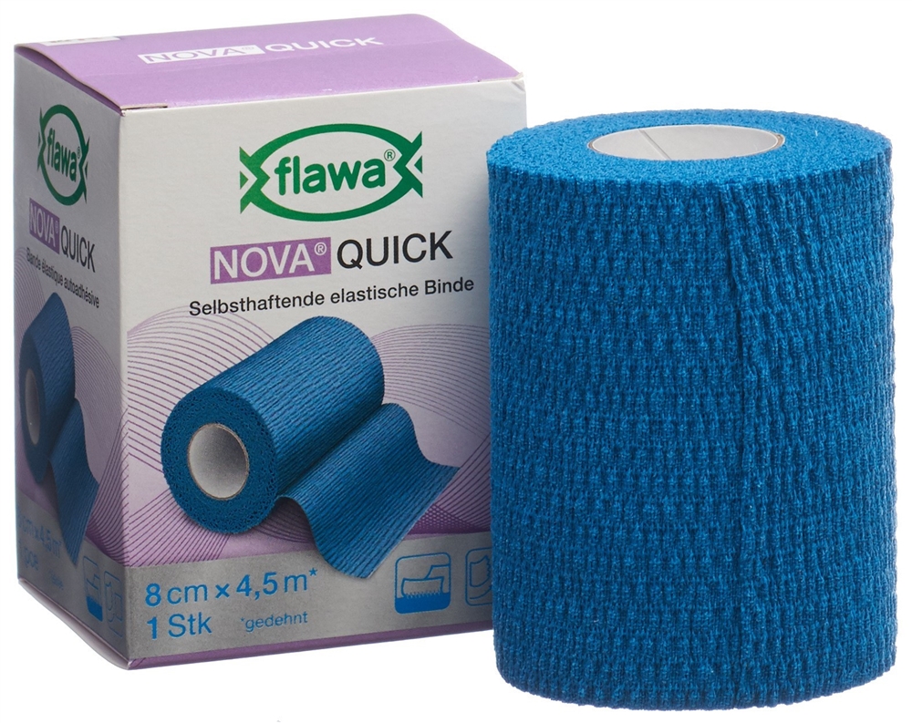 FLAWA Quick kohäsive Reissbinde 8cmx4.5m blau 1 Stk