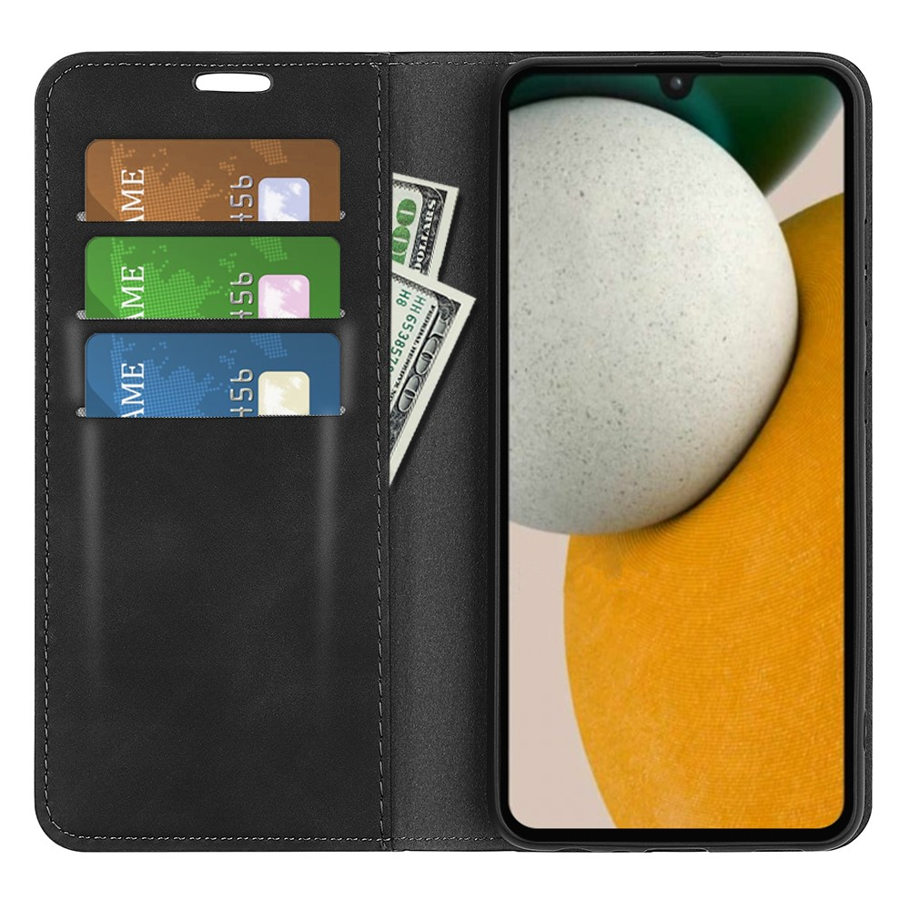Samsung Galaxy A15 Leder Tasche Flip Cover mit Kartenfächer im Vintage Look - Schwarz