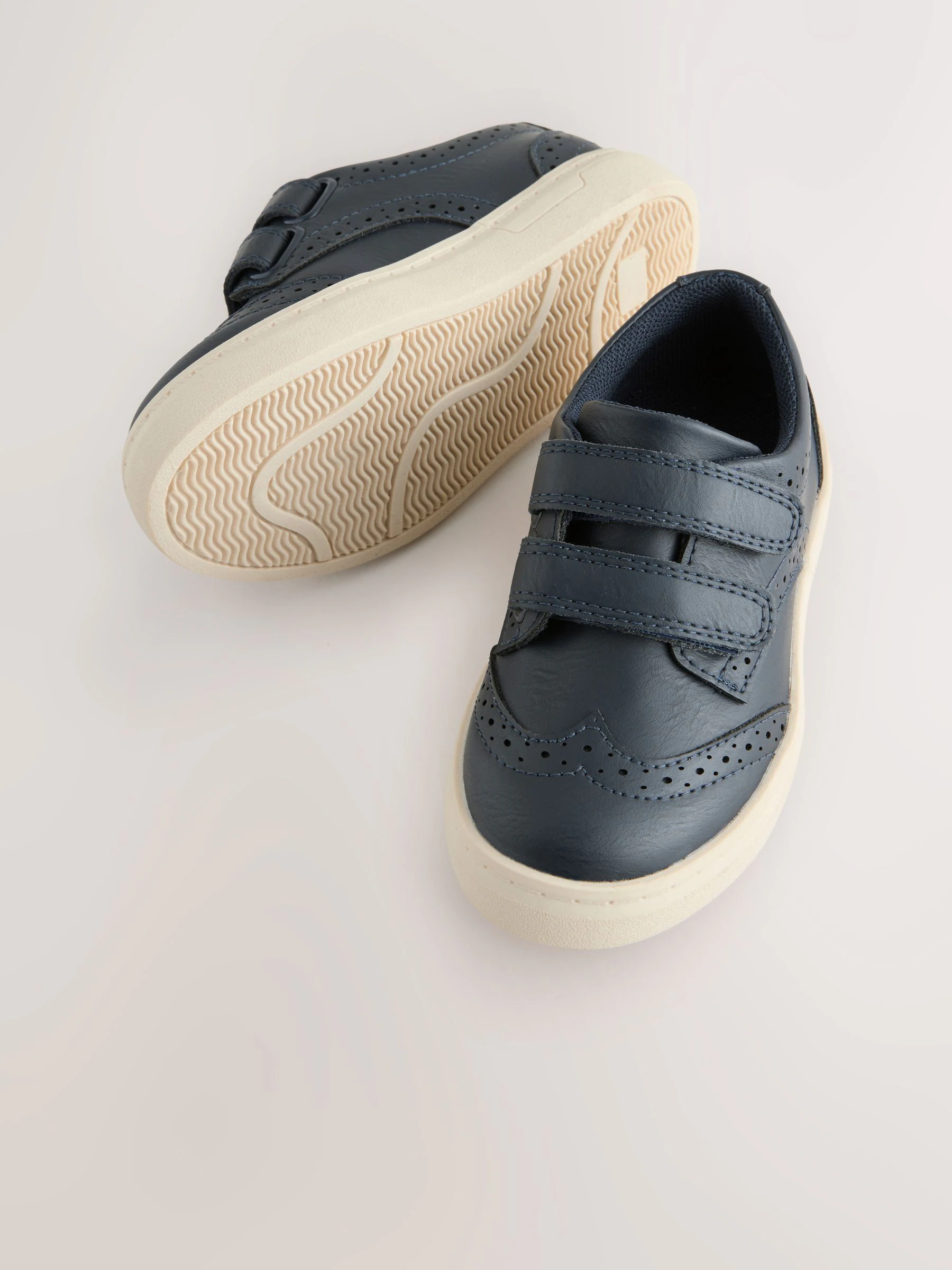 Donkerblauw - Brogue schoenen met klittenbandsluiting