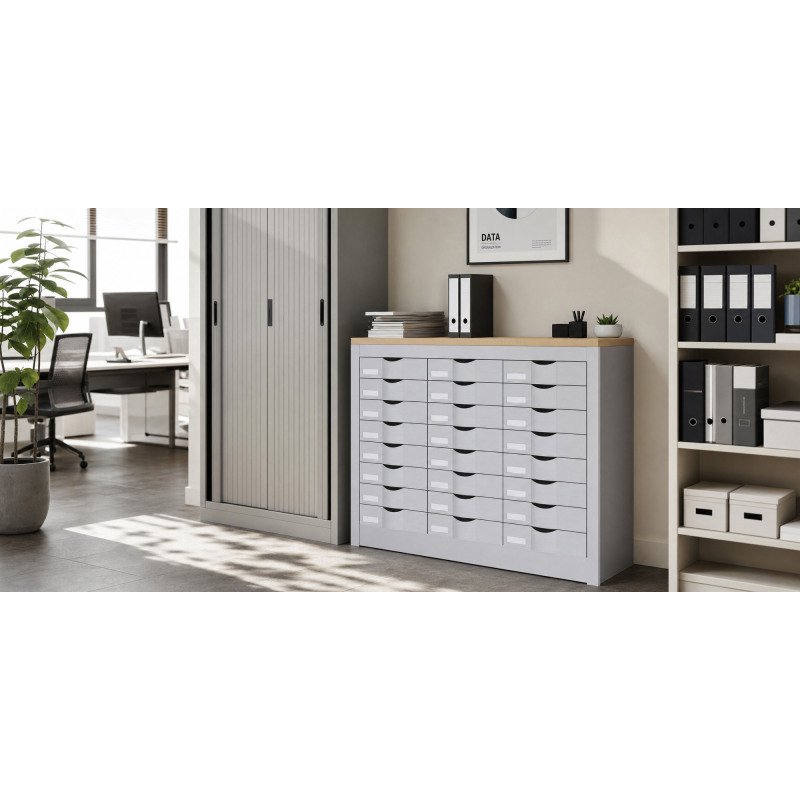 Module 3 colonnes 24 tiroirs H 75 cm Paperflow