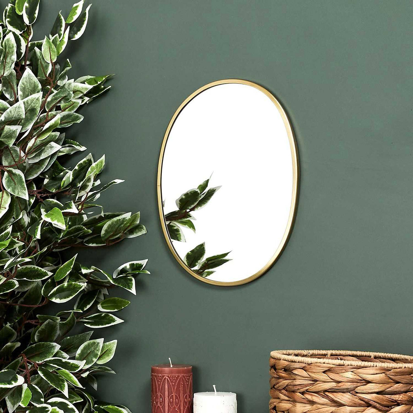 Home Deco Factory Miroir déco contour doré ovale cuivre - 25x34 cm