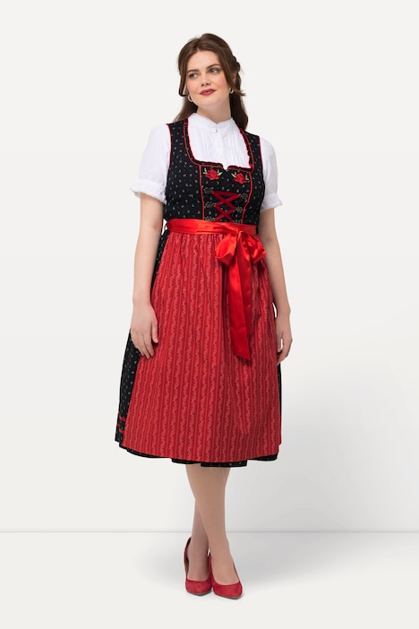 Dirndl, Blütenstickerei, Carree-Ausschnitt, ärmellos