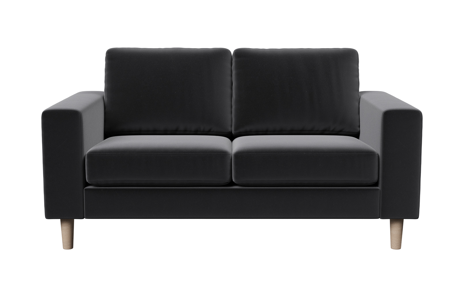 Hedda 2-seter 2-seter i tekstil Matt Velvet Black med arm F 18 cm og ben nr 1 i hvitoljet eik