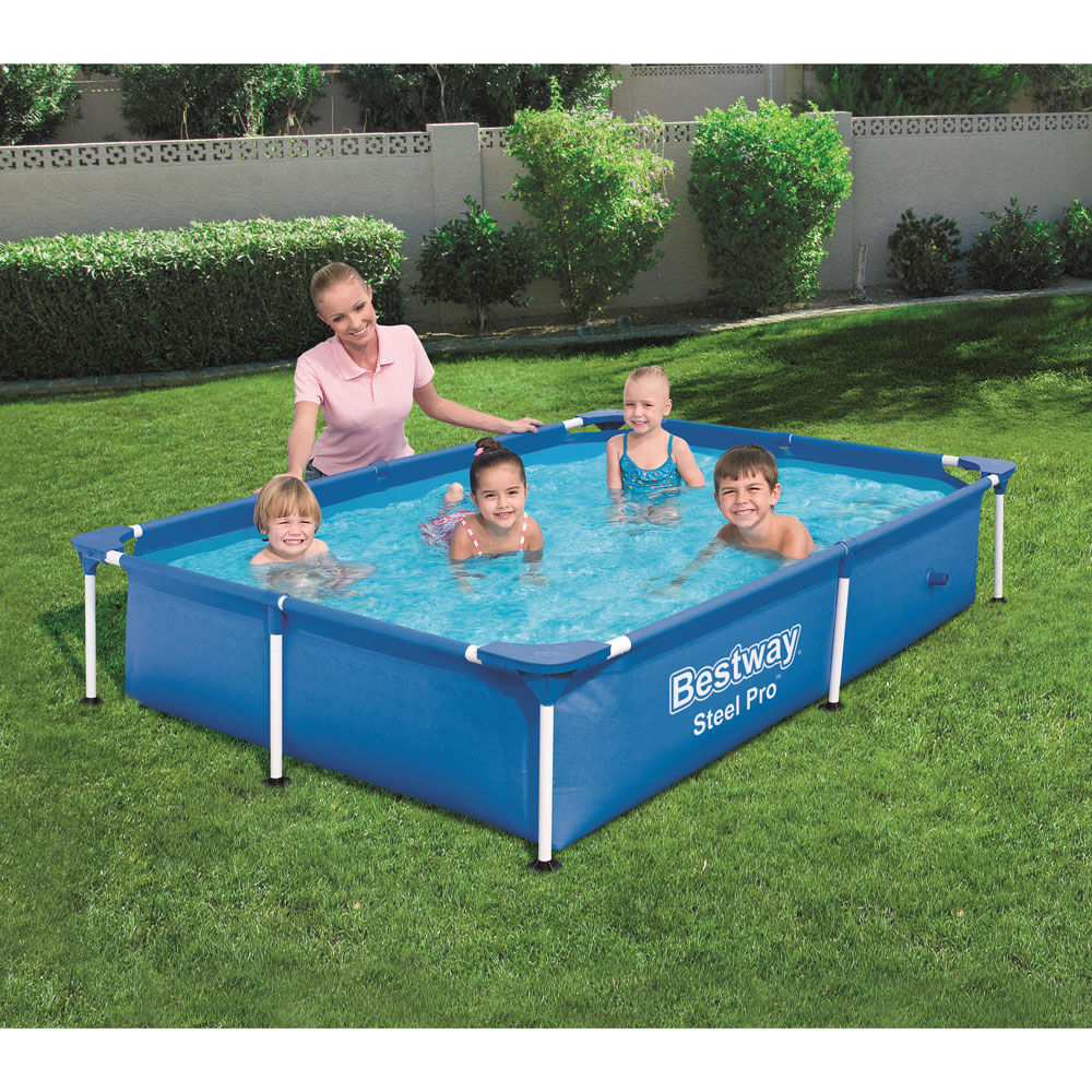 Piscine tubulaire rectangulaire Steel Pro  L221 x l150 x H43cm Bestway