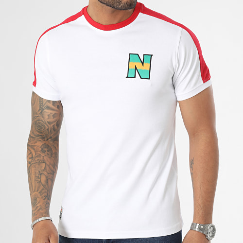 Tee Shirt A Bandes Newteam 2 Blanc Rouge