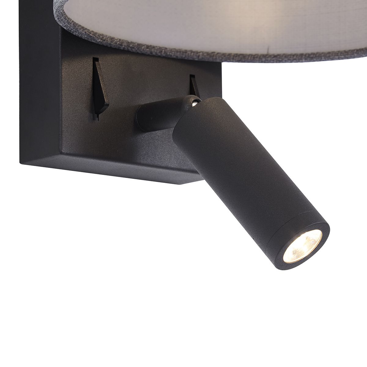 Moderne wandlamp zwart met grijs rond en leeslamp - Puglia