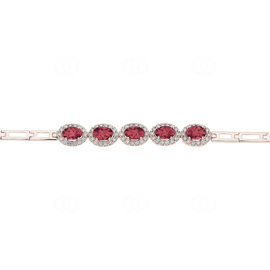 Rubin Armband 750/18 K Roségold mit Diamanten 0.67 ct H/si