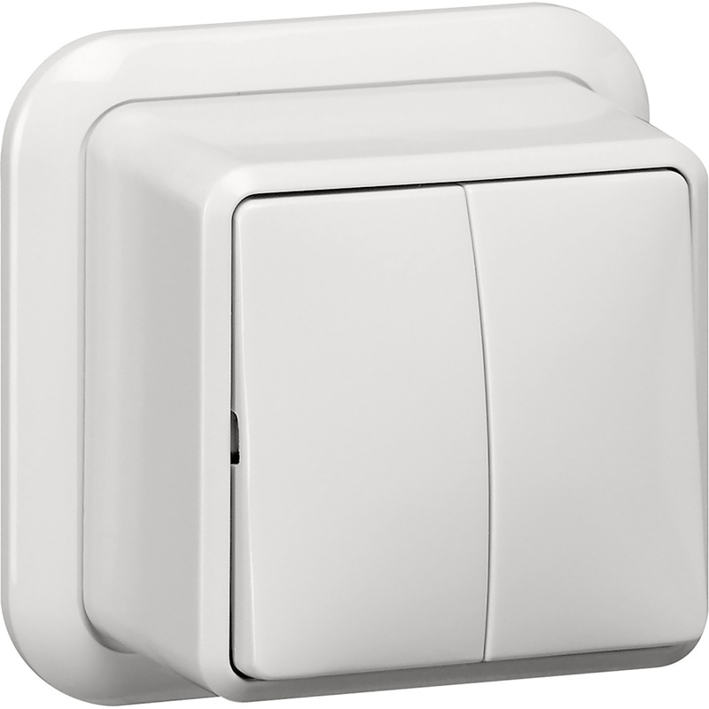 Gira wipschakelaar serie opbouw  met montageplaat en adapter K/P25 Glanzend wit