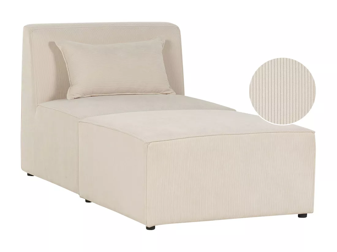Chaise longue en velours côtelé beige LEMVIG