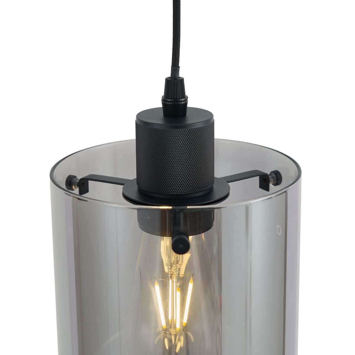 Moderne spot zwart met smoke glas voor railsysteem 1-fase - Iconic Dome