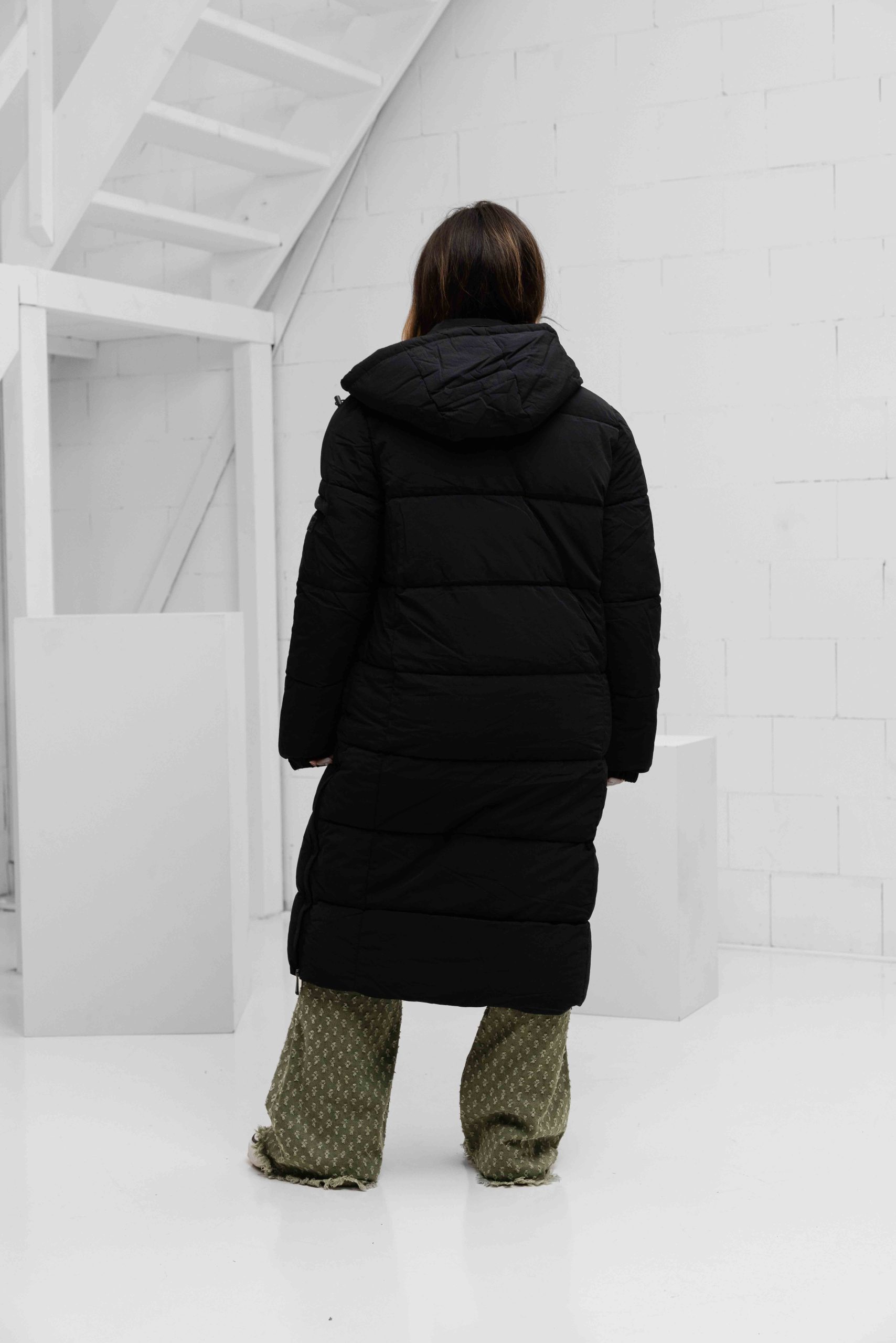 Malelions Long Puffer Winterjas Dames Zwart