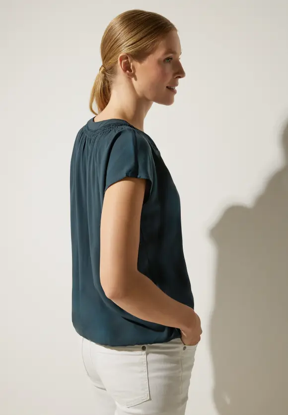 Viskosebluse mit Elastiksaum - cool vintage green