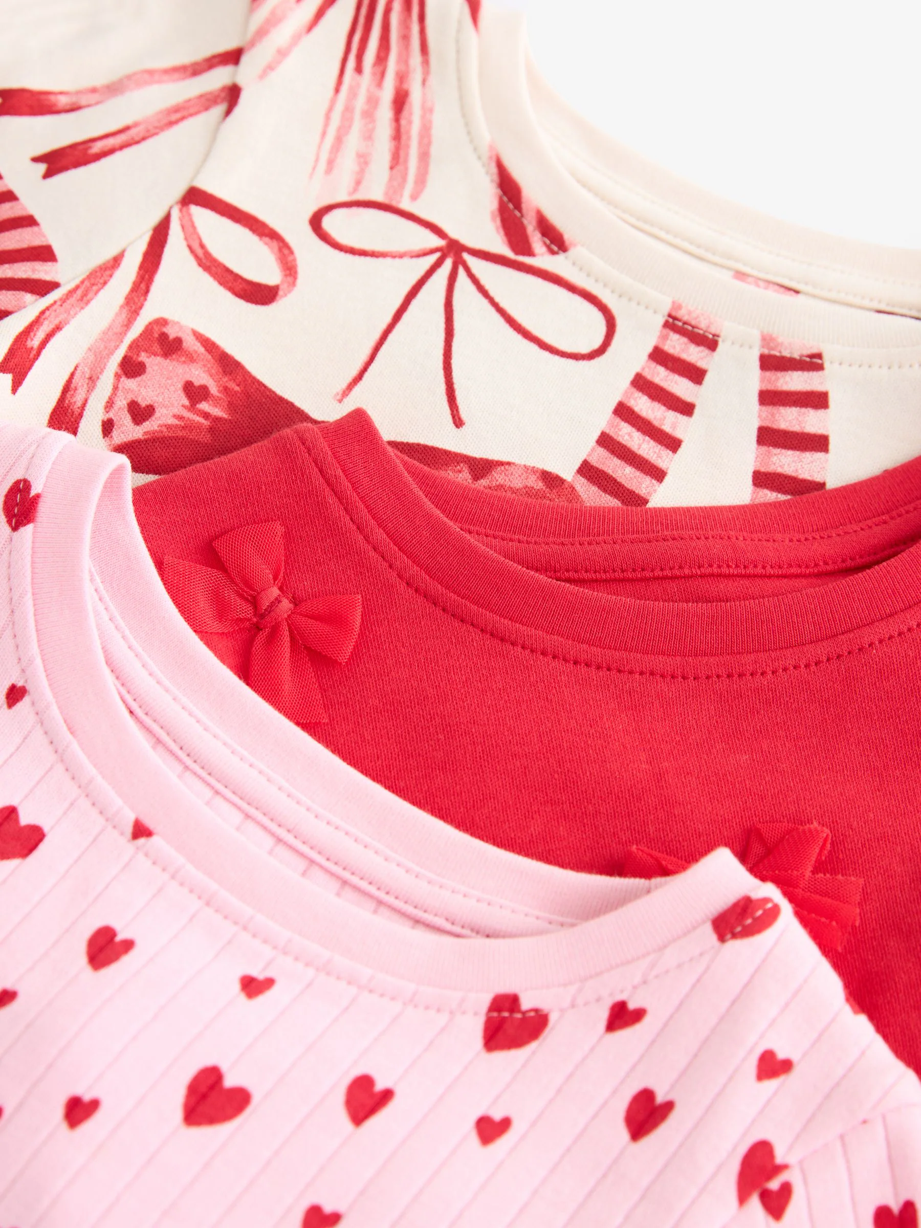Rode strik/Hart - Verpakking van 3 knusse pyjama's (9 mnd-16 jr)