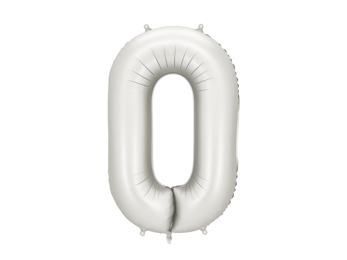 0 Jaar Cijfer Ballon Zilver Satijn Folie Leeg 86cm