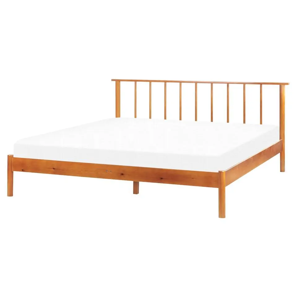 BARRET II - Tweepersoonsbed - Lichtbruin - 160 x 200 cm - Dennenhout