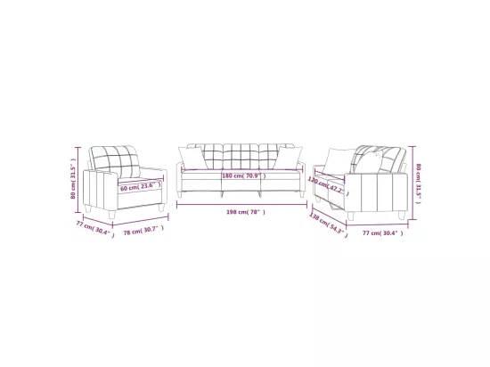 Ensemble de canapés 3 pcs avec coussins cappuccino similicuir