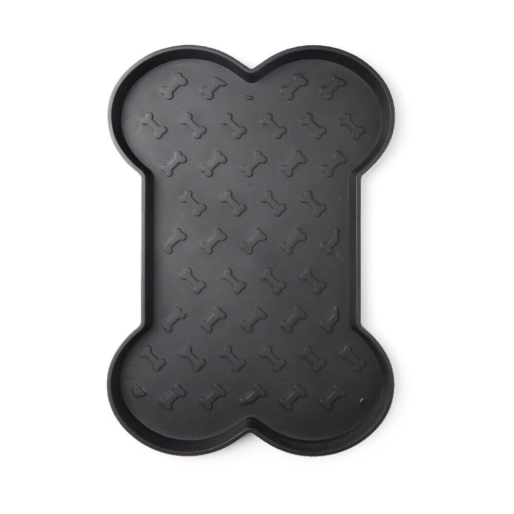 Dessous de gamelle pour chien en plastique gris -  47x32xH2 cm