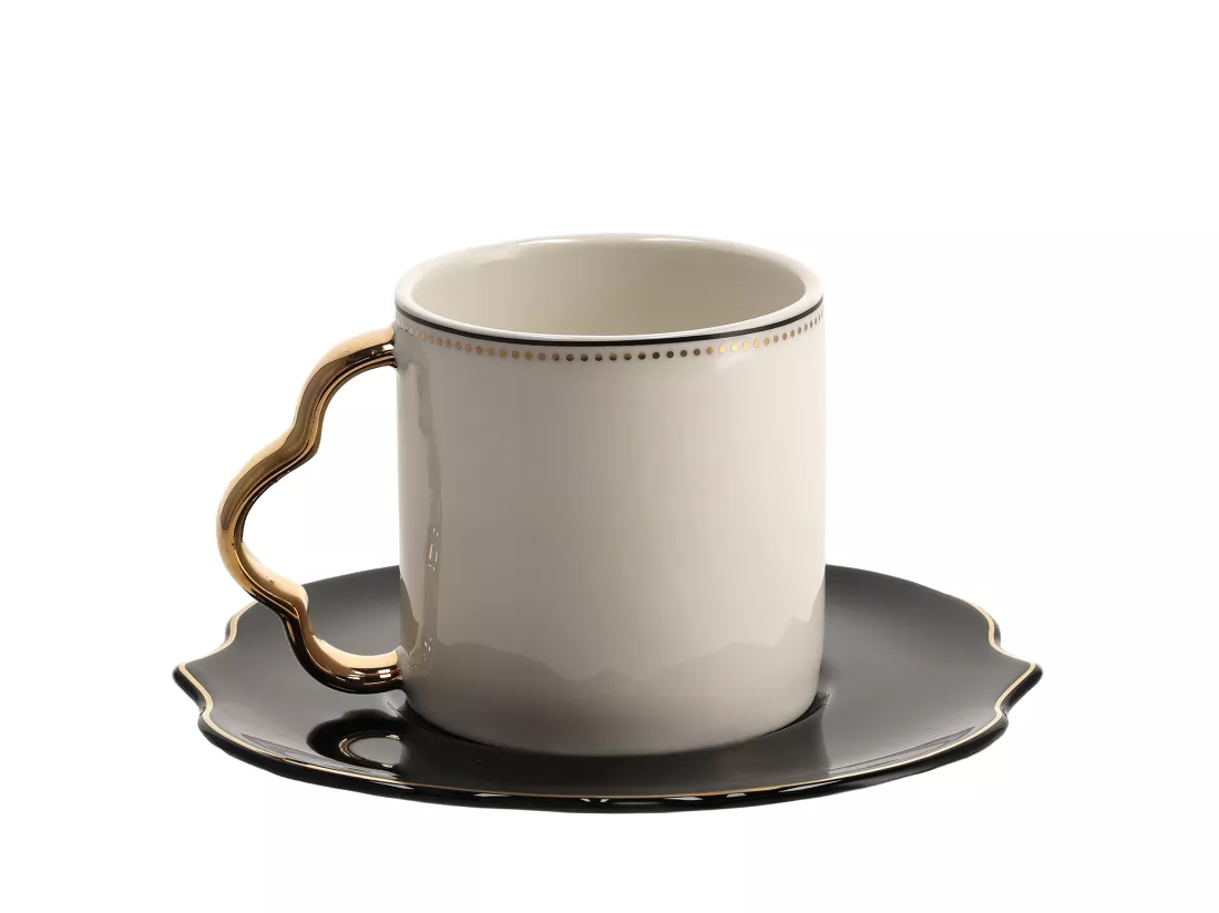 Tasse Avec Soucoupe Alus Noir Moyen 8 x 15
