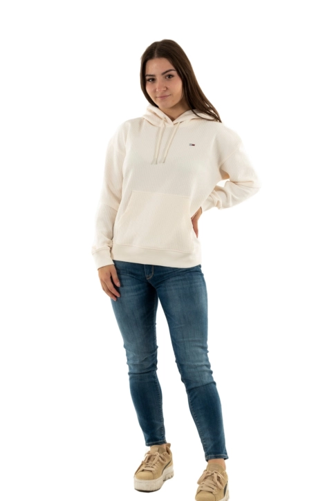 sweat tommy jeans bxy ottoman hood ybh ancient white