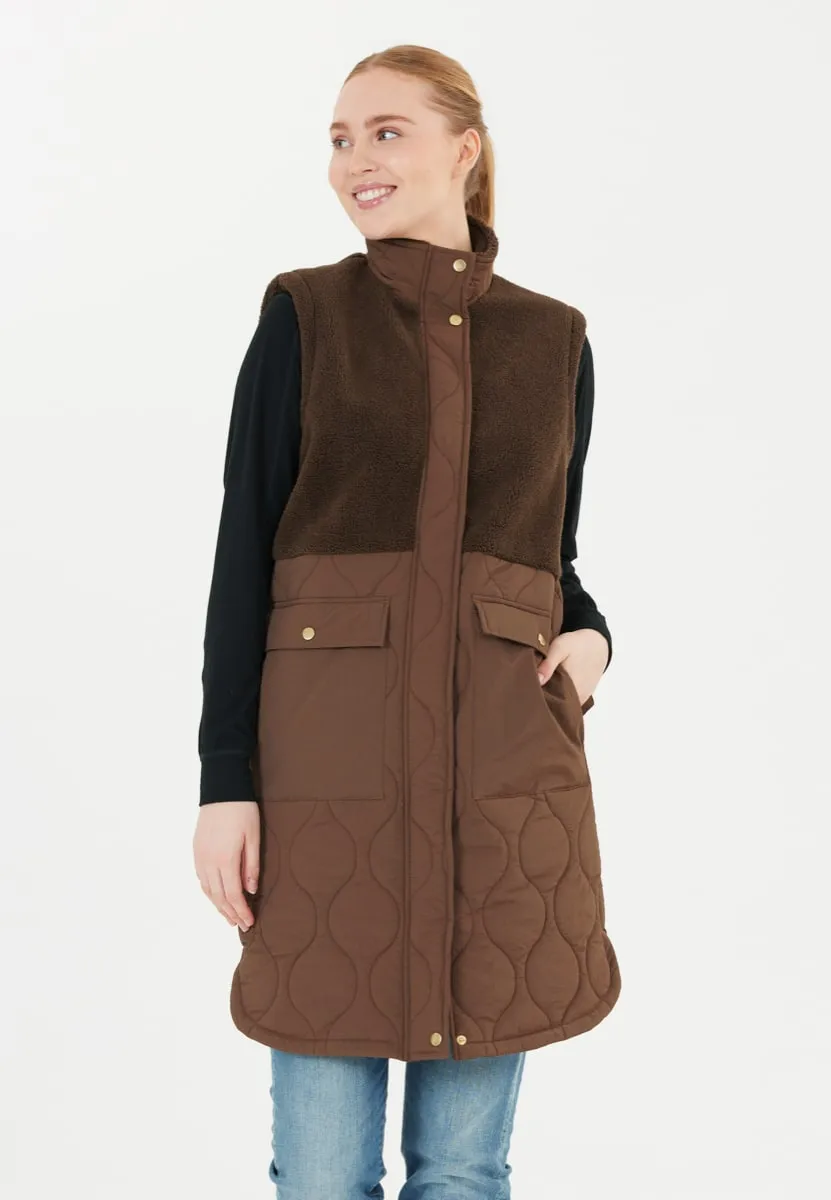 Weather Report Hollie W Long Quilted Vest Pinecone