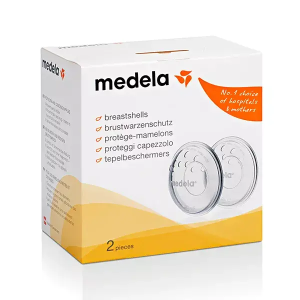 Protetores de mamilo Medela, caixa com 2 unidades.