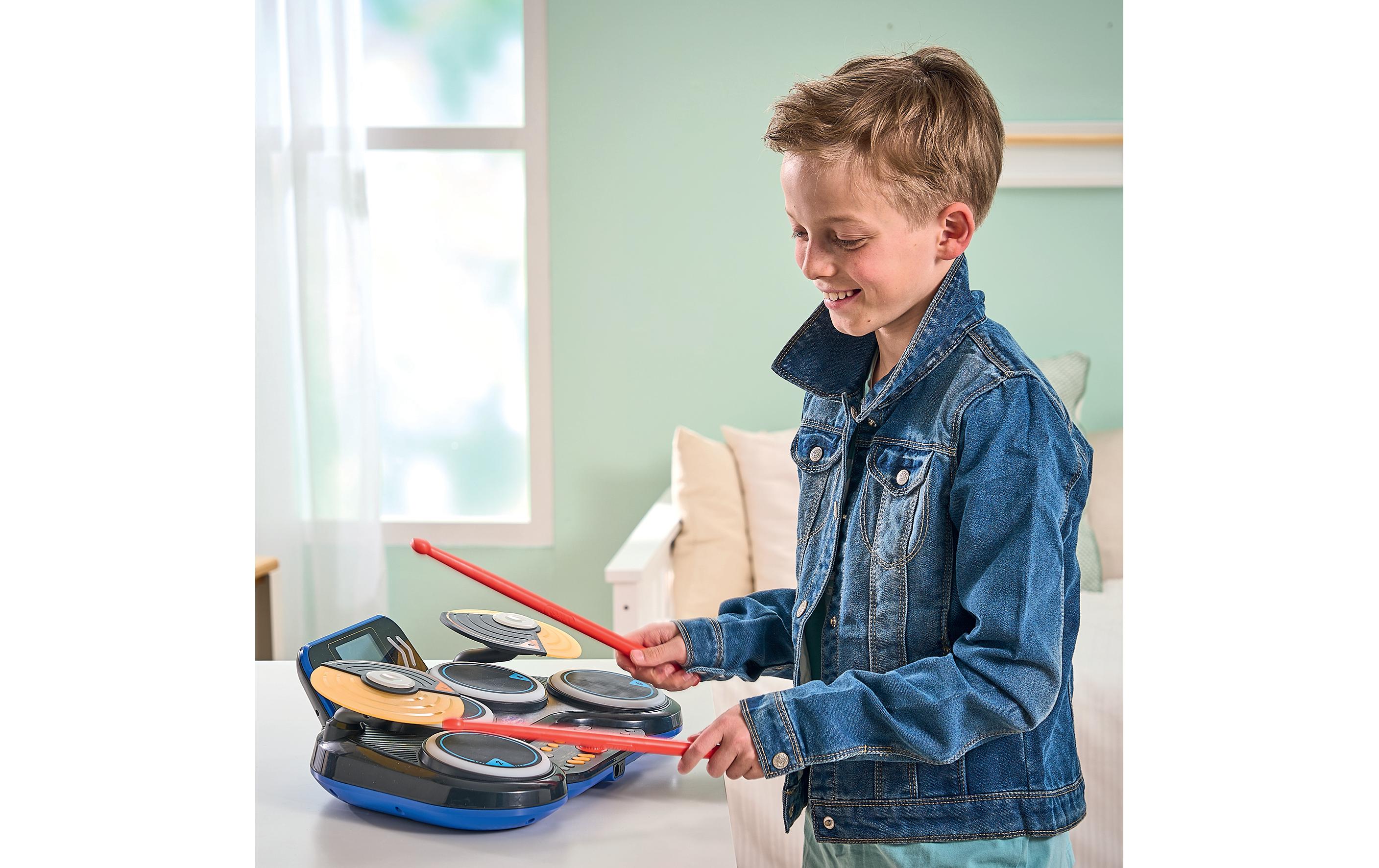 Musikspielzeug Kidi DJ Drums -FR-Elektronisches Schlagzeug mit coolen Leuchteffekten und realistischen Schlagzeuggeräuschen