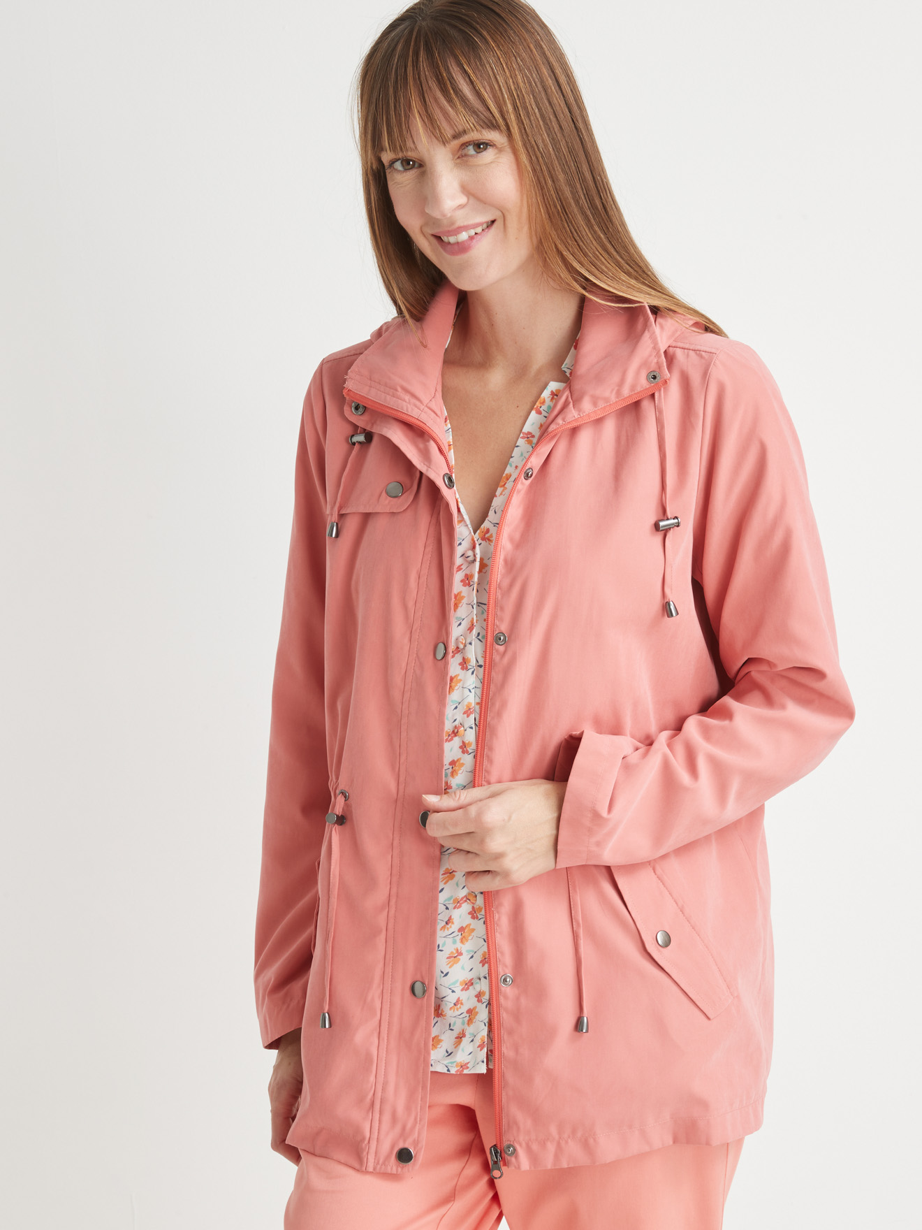 Parka déperlante toucher peau de pêche