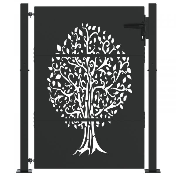 vidaXL Portão de Jardim Preto 105 x 125 cm Aço com Revestimento em Pó - 3306564704