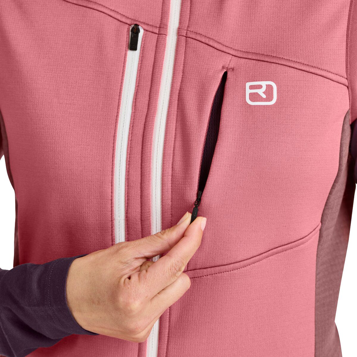 ORTOVOX Fleece Grid Weste Damen mountain rose