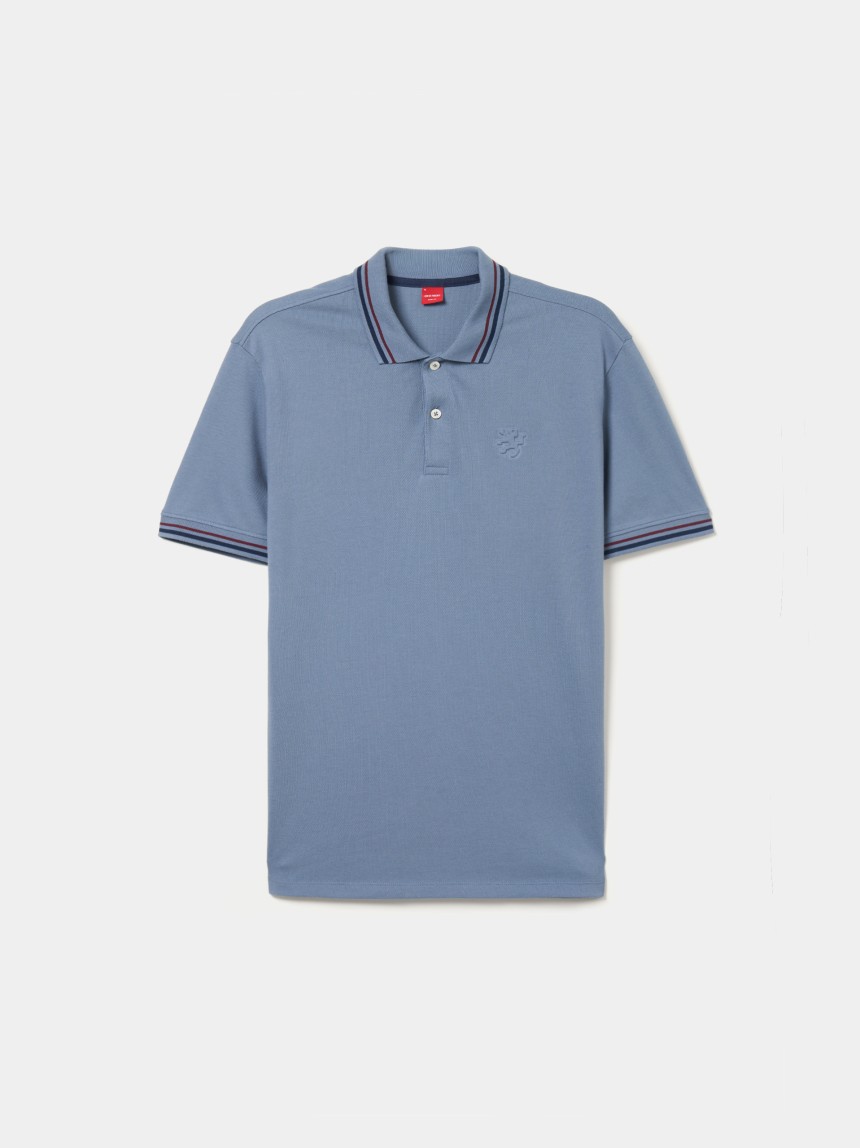 Polo piqué slim fit com riscas