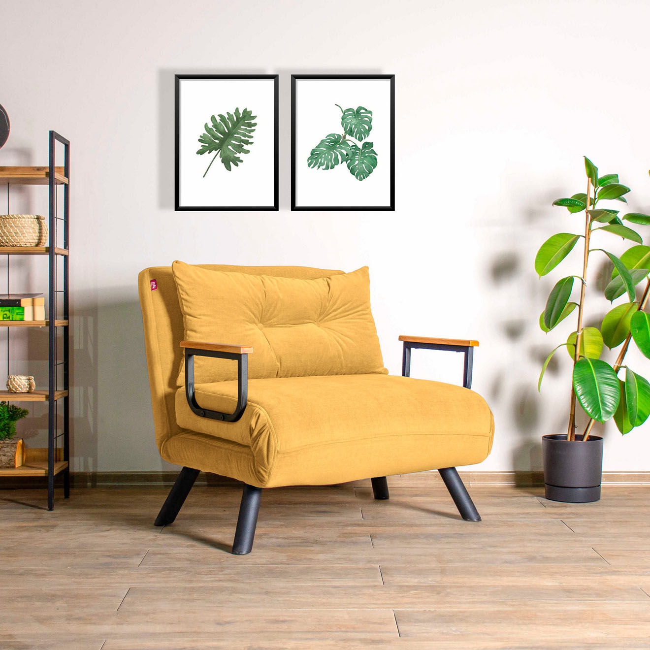 Atelier del Sofa Fauteuil convertible Sando moutarde - Assise : 50x60x45 cm